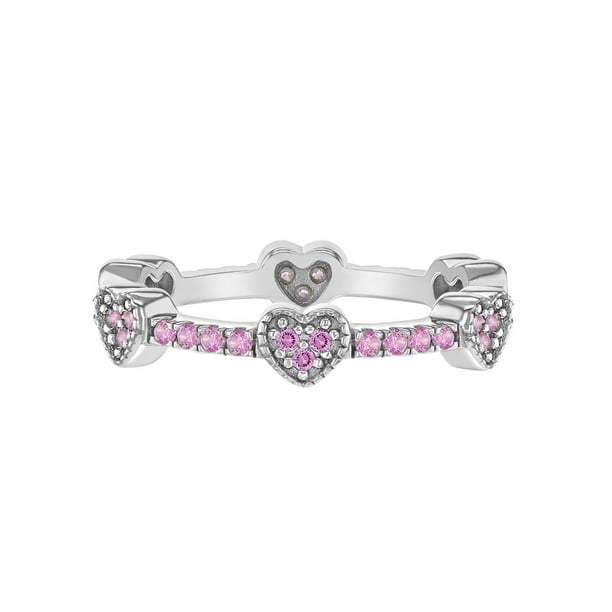 10mm Glitzs Jewels Sterling Silver Cubic Zirconia Hearts Ring 10mm Glitzs Jewels Sterling Silver Cubic Zirconia Hearts Ring